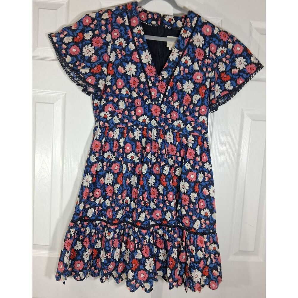 Kate spade womens size 12 shift dress blue pink boho whimsigoth flutter sleeve - Picture 5 of 11